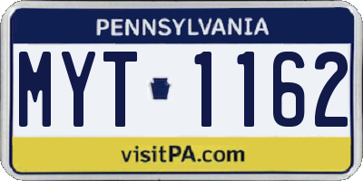 PA license plate MYT1162