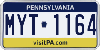 PA license plate MYT1164