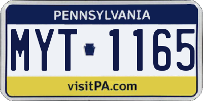 PA license plate MYT1165
