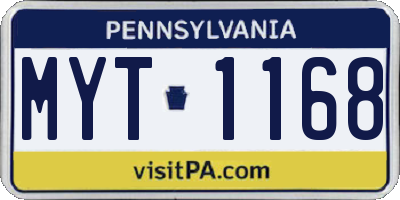 PA license plate MYT1168