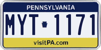 PA license plate MYT1171
