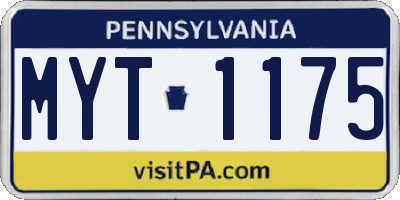 PA license plate MYT1175