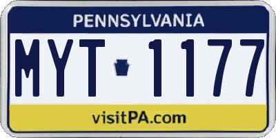 PA license plate MYT1177