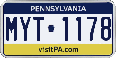 PA license plate MYT1178