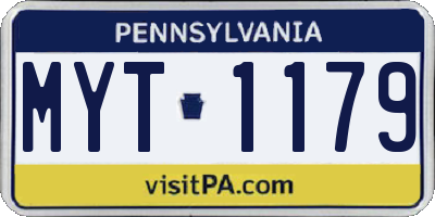 PA license plate MYT1179