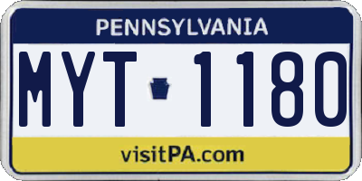 PA license plate MYT1180