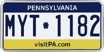PA license plate MYT1182