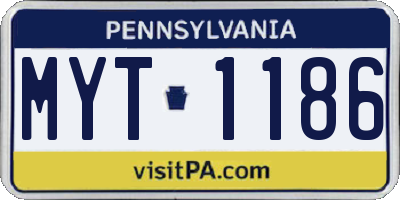 PA license plate MYT1186