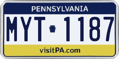 PA license plate MYT1187