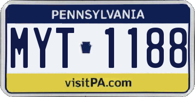 PA license plate MYT1188