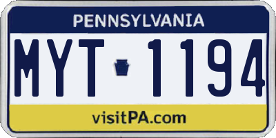 PA license plate MYT1194