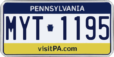 PA license plate MYT1195