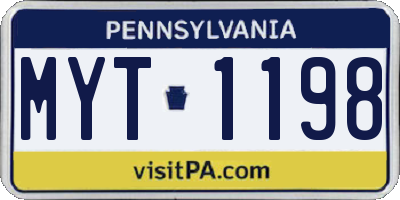 PA license plate MYT1198