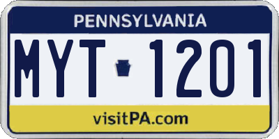 PA license plate MYT1201