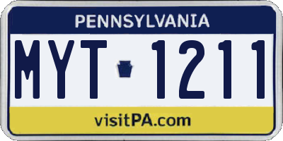 PA license plate MYT1211