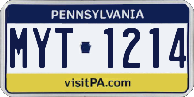PA license plate MYT1214