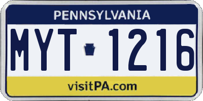 PA license plate MYT1216