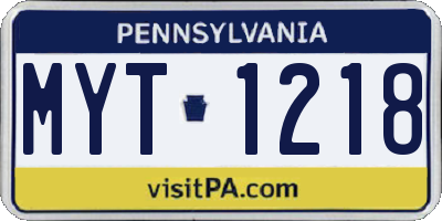 PA license plate MYT1218