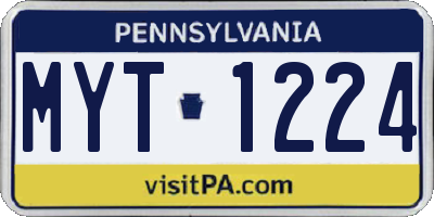 PA license plate MYT1224