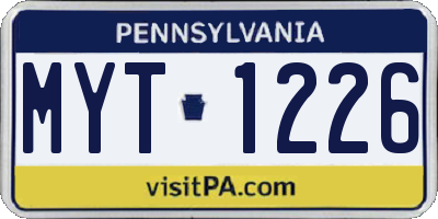 PA license plate MYT1226