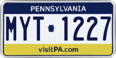 PA license plate MYT1227