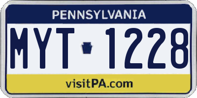 PA license plate MYT1228