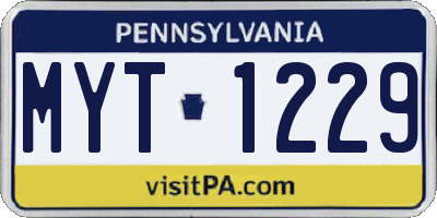 PA license plate MYT1229