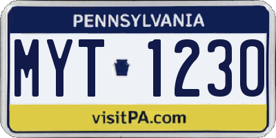 PA license plate MYT1230