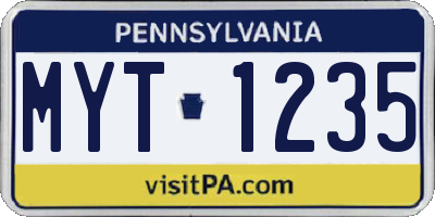 PA license plate MYT1235
