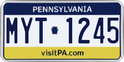 PA license plate MYT1245