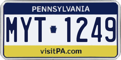 PA license plate MYT1249