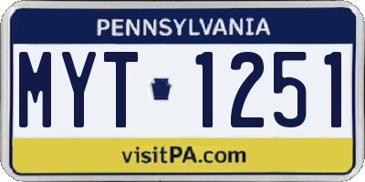 PA license plate MYT1251
