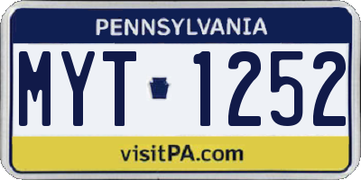 PA license plate MYT1252