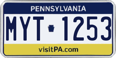 PA license plate MYT1253