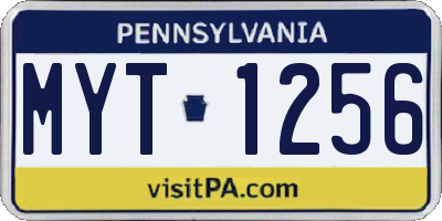 PA license plate MYT1256