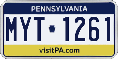 PA license plate MYT1261