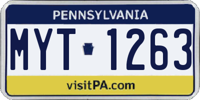 PA license plate MYT1263