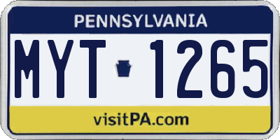 PA license plate MYT1265
