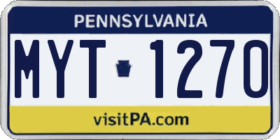 PA license plate MYT1270