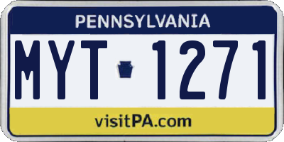 PA license plate MYT1271