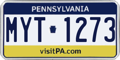PA license plate MYT1273
