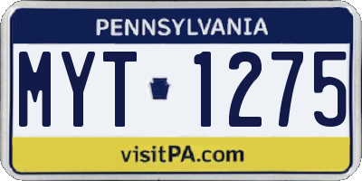 PA license plate MYT1275