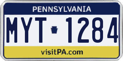 PA license plate MYT1284