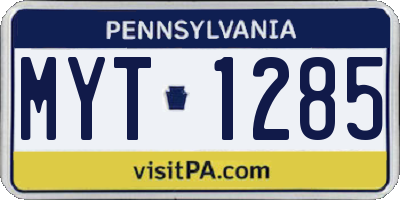 PA license plate MYT1285