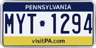 PA license plate MYT1294