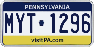 PA license plate MYT1296