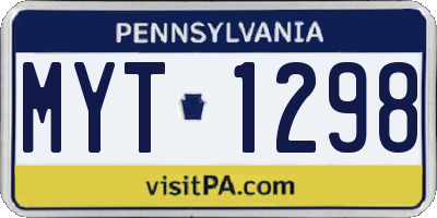 PA license plate MYT1298