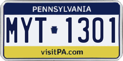 PA license plate MYT1301