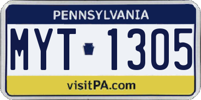 PA license plate MYT1305
