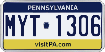 PA license plate MYT1306